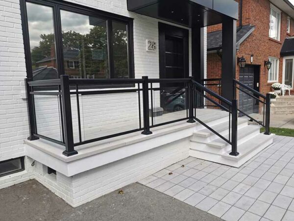 Glass Railing for Porch Installed in Woodbridge